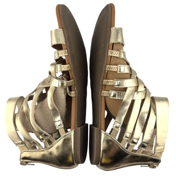 Torrid Gold Metallic Gladiator Sandals Faux Leather Back Zipper Womens Size 9W - Picture 5 of 9